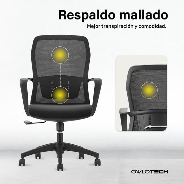 Detalle 2 de Owlotech Ascend silla de escritorio negra