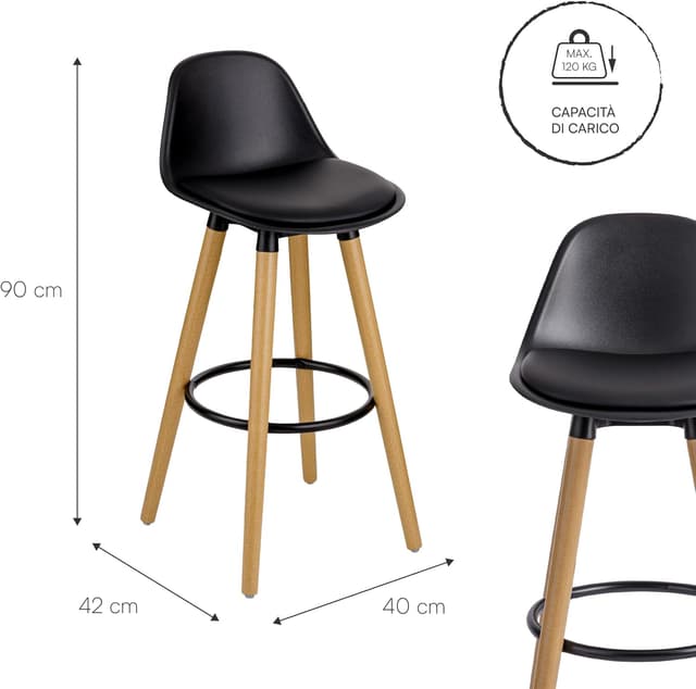 Thumbnail 2 de Baroni Home Sgabelli Set 2 92 Nero