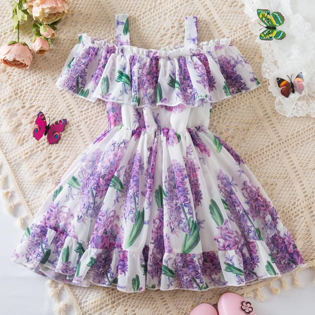 Detalle de Girls floral off-shoulder dress, 1-6 years