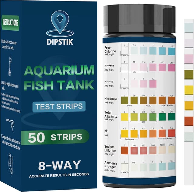 Detalle de Aquarium-Ammoniak-Teststreifen 8-fach Aquarium-Testkit (50 Teststreifen) für Süß- und Salzwasser