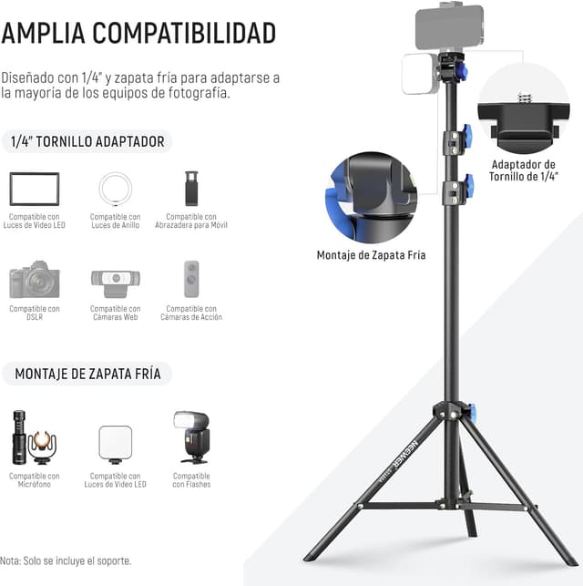 Detalle 2 de NEEWER Trípode Fotografía Ajustable 180°-360° 📸