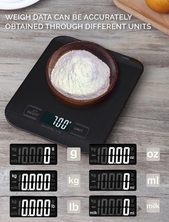 Detalle de Ulixii 11 lb Digital Kitchen Scale with Tare, Touch Buttons and Backlit LCD (5 units)