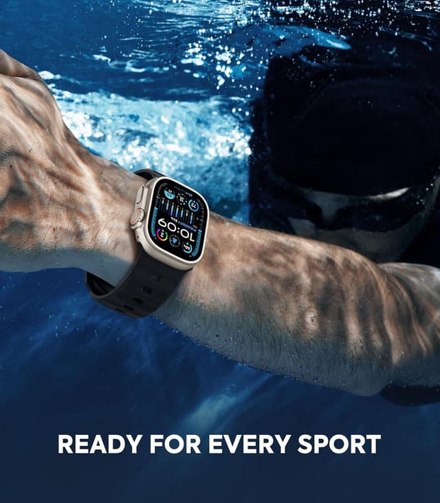 Detalle de MoKo Ocean Bands Silicone Replacement Watch Strap for Apple Watch Ultra 2 & Series 9/8/7/6/5/4/3/SE (49mm to 42mm)