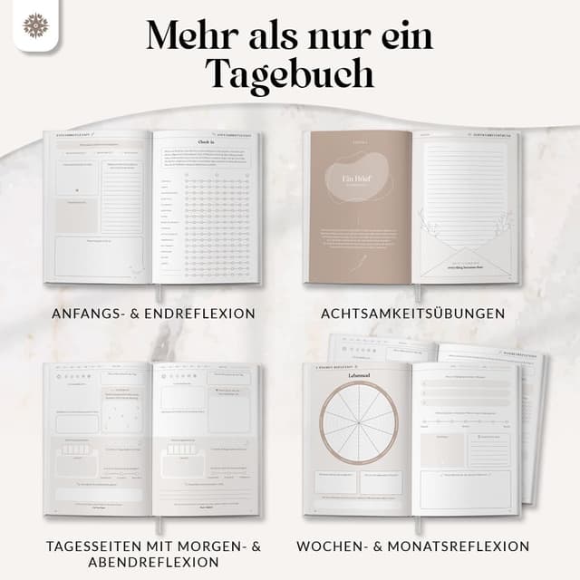 Detalle 1 de LEBENSKOMPASS® 5 Minuten Achtsamkeitstagebuch „SOUL“ – Journal für Dankbarkeit, Achtsamkeit, Selbstliebe & Motivation