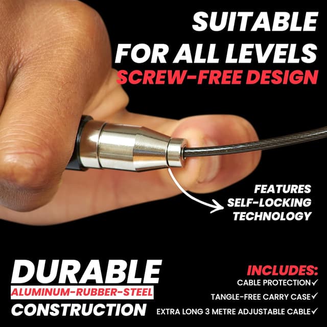 Detalle 2 de Forge® Speedrope Skipping Rope – self-locking adjustable speed rope with precision bearings