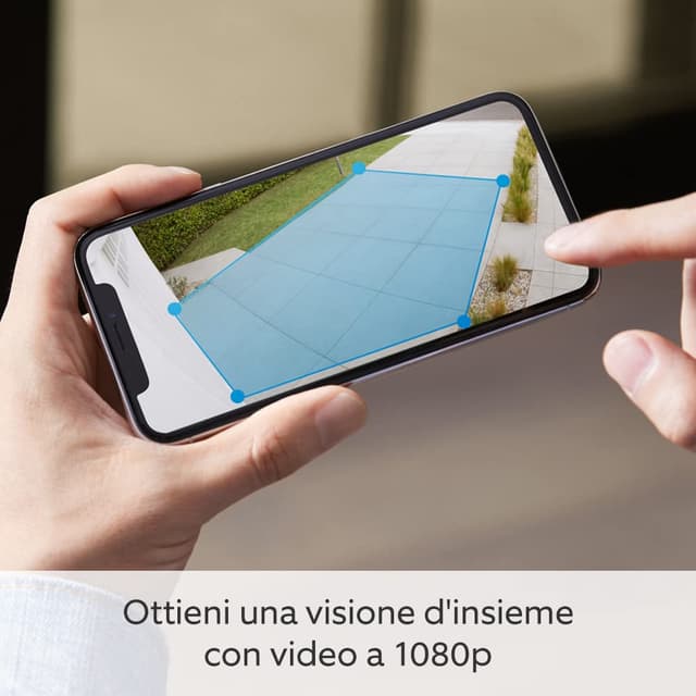 Detalle 2 de Ring Spotlight Cam Plus Solar: videocamera di sorveglianza Wi‑Fi per esterno con faretti, audio bidirezionale e visione notturna a colori