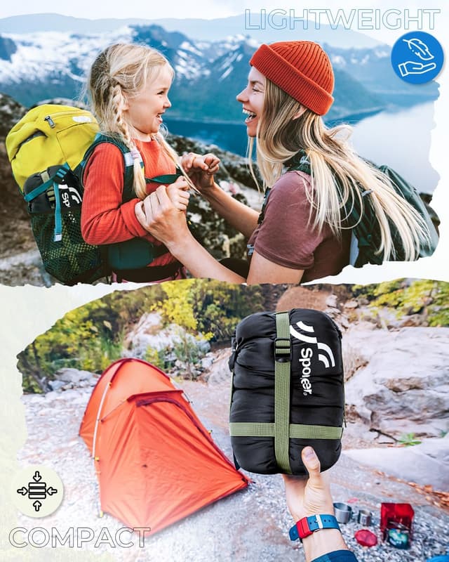 Detalle de Sportneer Sacco a pelo estivo 15°C–25°C, leggero e idrorepellente per adulti