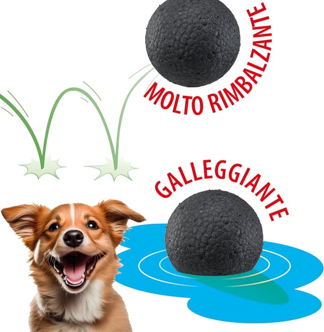 Detalle de Ferplast Chewa Boing Palla per Cane Grande (diametro 8 cm) nera: gioco rimbalzante e galleggiante per igiene dentale