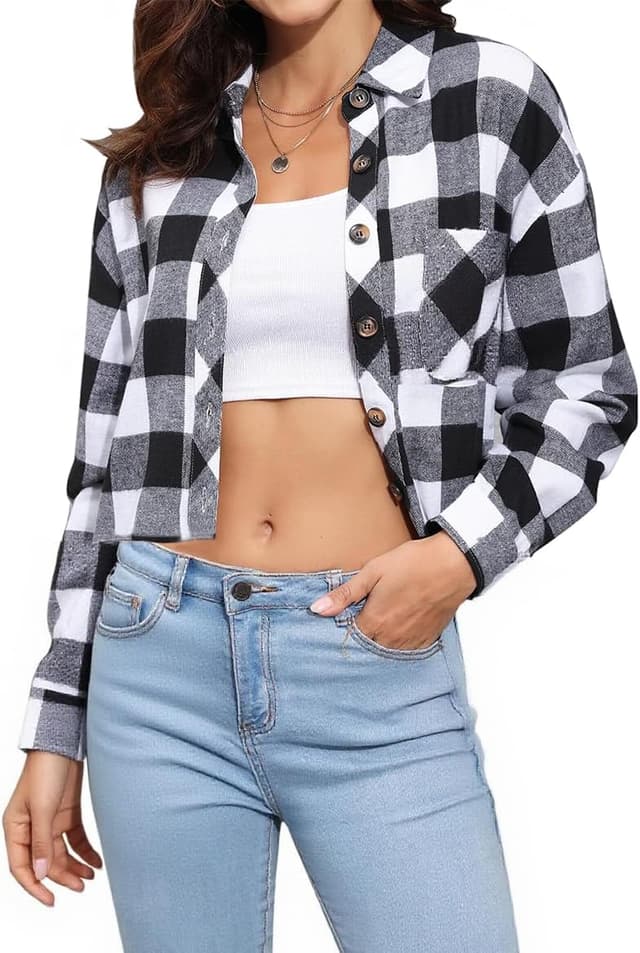 Detalle de Dressmine Cropped Checked Shirt 1
