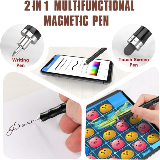 Detalle de Tigerhu Penna Magnetica multifunzione antistress con accessori (nera) – fidget pen da scrivania e gioco