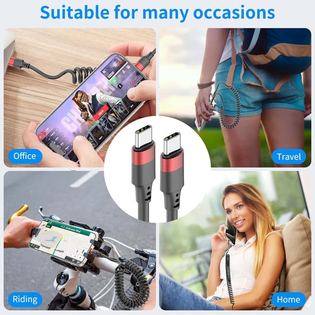 Thumbnail 5 de Coiled USB C to USB C Cable 3ft