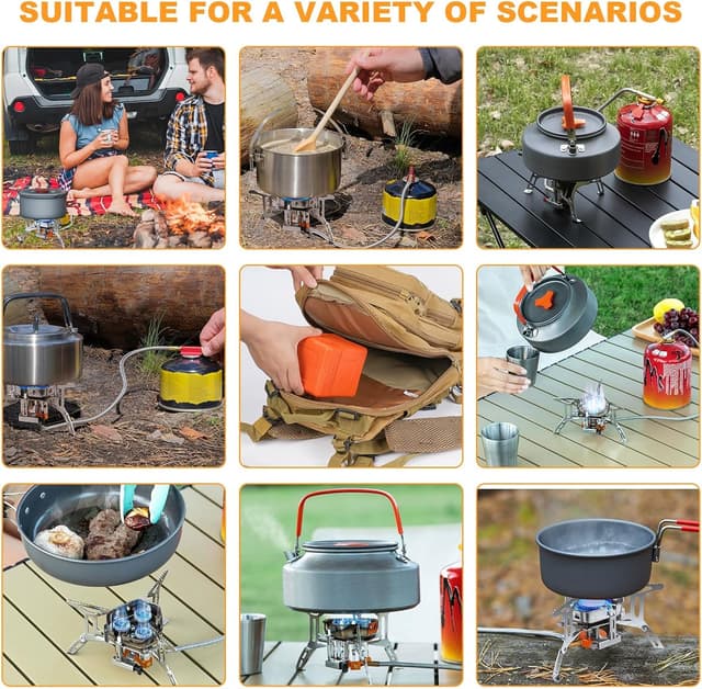 Thumbnail 6 de Adiwo Camping Gas Stove windproof backpacking burner (up to 6800W, foldable rocket stove)