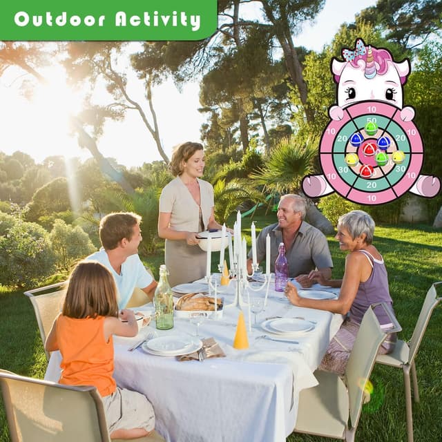 Detalle 2 de Unicorn 25-inch sticky ball dart board game for kids (ages 4-9) with 12 sticky balls