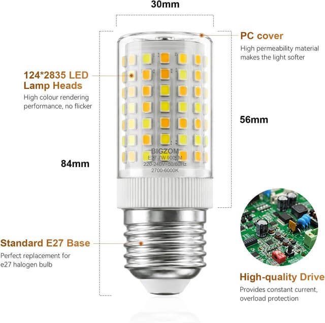 Thumbnail 5 de Bigzom E27 LED Dimmbar 7W 900 lm 📡