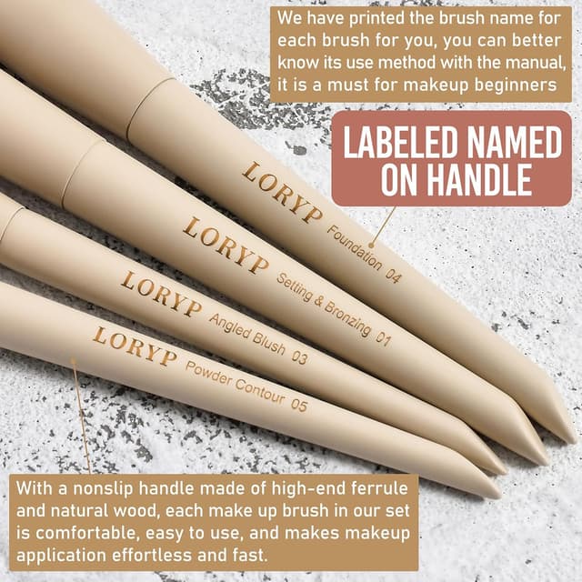 Detalle 2 de LORYP 18-piece makeup brush set with case ๐จ