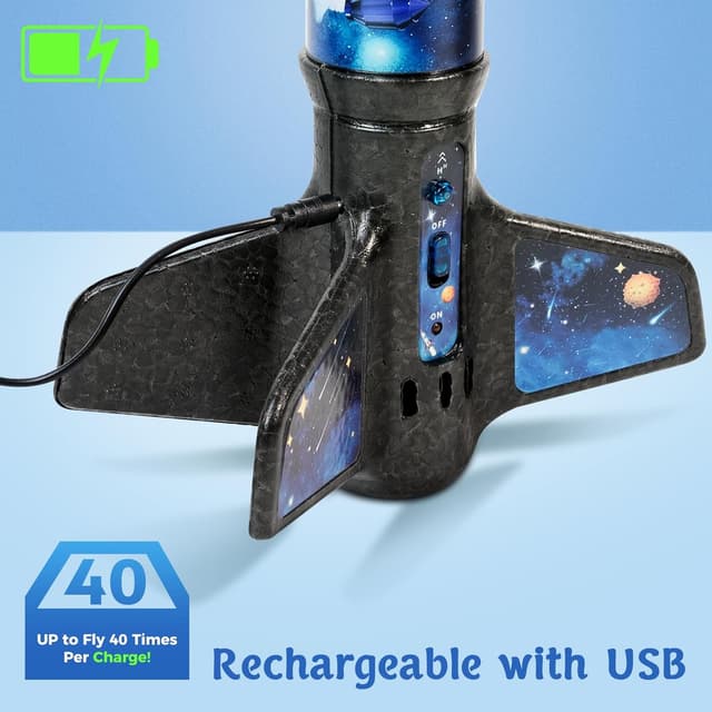 Detalle 2 de Rocket Launcher for Kids — Electric Auto Rocket Toy Up to 200 Feet with Safe Parachute (Ages 6–13)