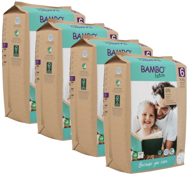 Detalle de Bambo Nature Pañales T6 16 kg, pack 4×20 uds
