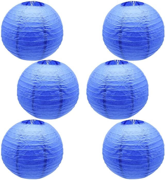 Detalle de 6er Set CEEYSEE Papierlaternen Saphirblau (rund, hängend, faltbar) – 30 cm