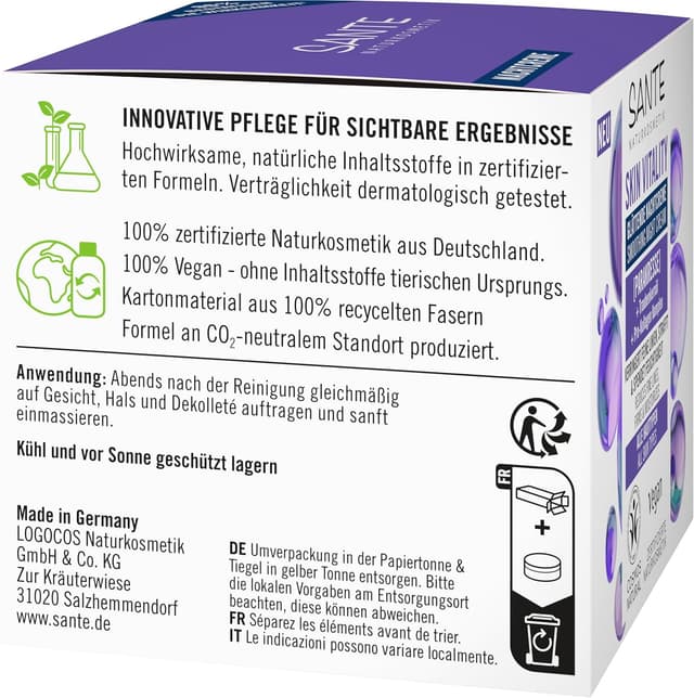 Detalle de SANTE Skin Vitality Glättende Nachtcreme