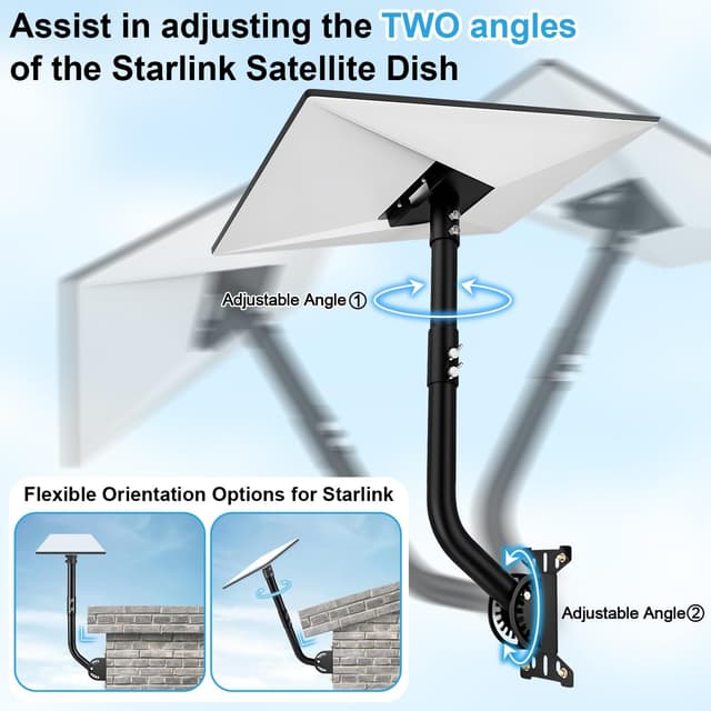 Detalle 2 de MONOJOY Starlink Gen 3 Wall Mount Standard Kit (Grey) — Heavy-Duty Alloy Steel Bracket for V3 Dish