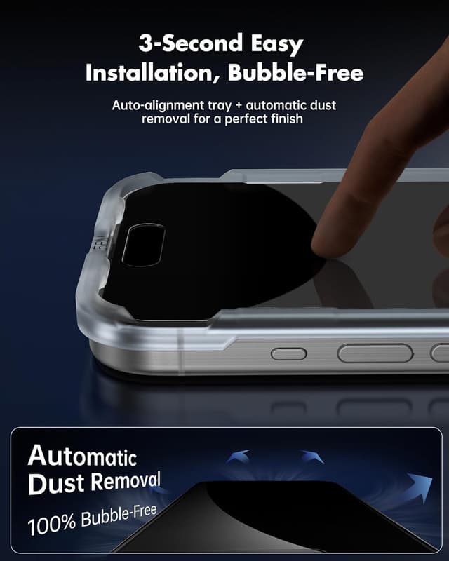 Thumbnail 6 de UNBREAKcable Privacy Screen Protector for iPhone 15 Pro Max (6.7-Inch) — 2-Pack + Lens Protectors, 25° Anti-Spy Tempered Glass
