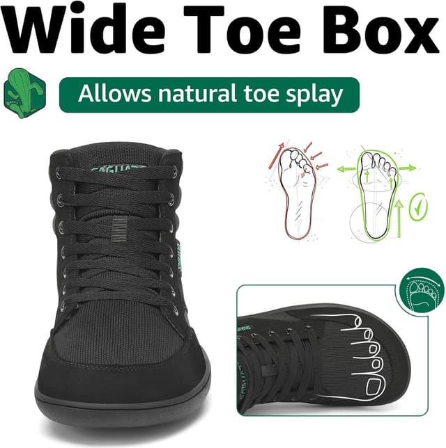 Detalle de Saguaro Unisex Barfußschuhe High-Top mit breiter Zehenbox & Zero-Drop-Sohle (Gr. 36–48)