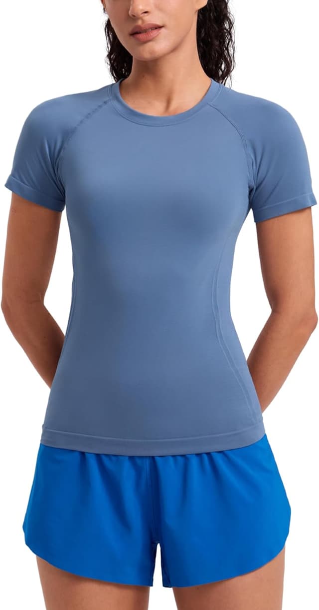 Detalle de CRZ YOGA Women’s Seamless Sports T-Shirt (short sleeve) for gym, running, yoga & everyday wear