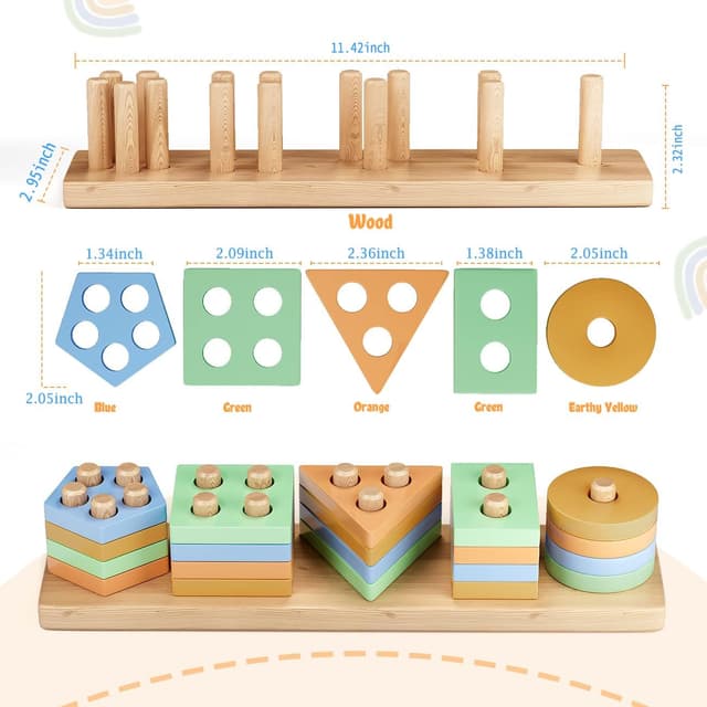 Thumbnail 6 de KmmiFF Wooden Shape Sorter Montessori Toy for 1โ3 Years ๐ฒ