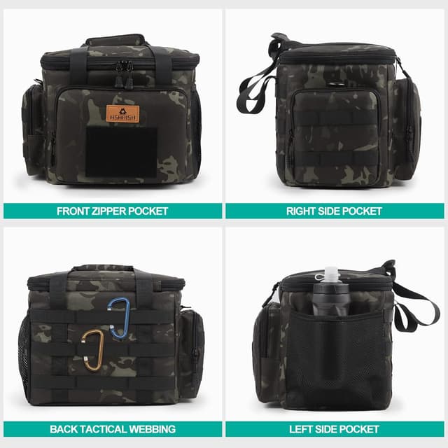 Detalle de HSHRISH 12L Tactical Lunch Bag (camo) – waterproof insulated cooler with MOLLE side pocket