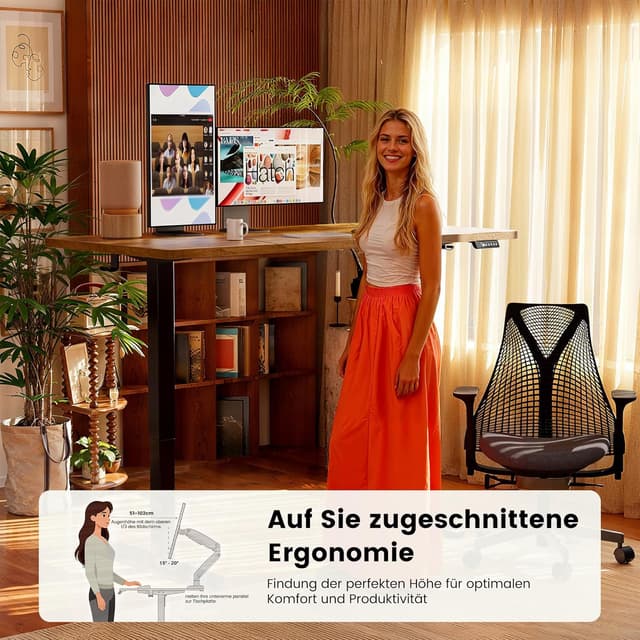 Detalle de ErGear elektrisch höhenverstellbarer Schreibtisch 120 x 60 cm (72–118 cm) mit 4 Speicherplätzen