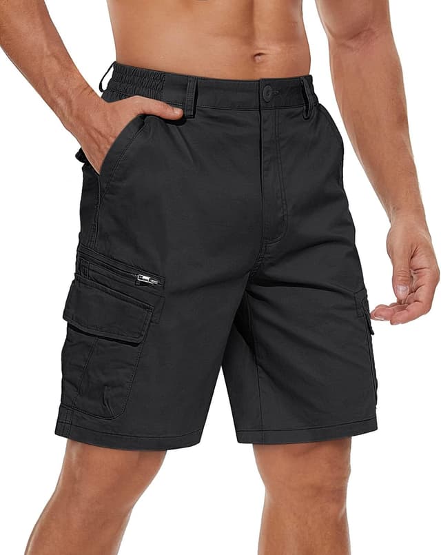 Detalle de TACVASEN men’s elasticated waist cargo shorts with multi pockets (cotton & spandex)