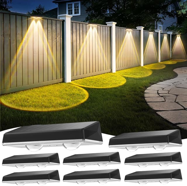 Detalle de Delaiglow applique da esterno solare IP67 (kit da 8 pezzi) bianco, 3 modalità di luce per cortile, giardino e recinzione
