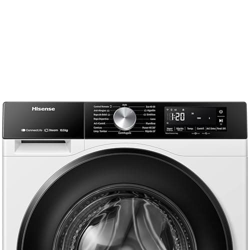 Detalle de Hisense WF3S1043BW3: lavadora con vapor, WiFi y función Auto Wash de 10,5 kg