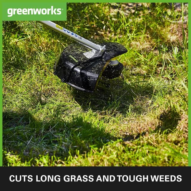 Detalle de Greenworks 40V Cordless Brushcutter (GD40BCB) with Harness, 40cm Cutting Width – Tool Only