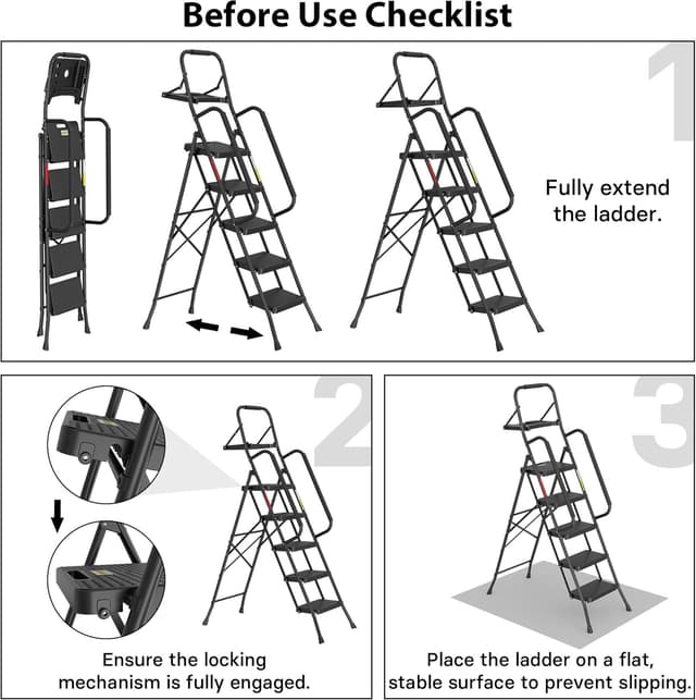 Thumbnail 6 de BONTEC 5-Step Folding Ladder, Heavy Duty 5-step 🪜