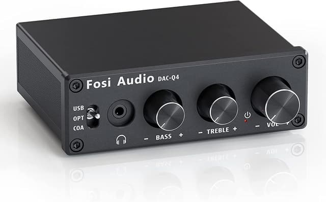 Detalle de Fosi Audio Q4 — amplificateur de casque DAC USB (192 kHz) avec entrées USB, optiques et coaxiales