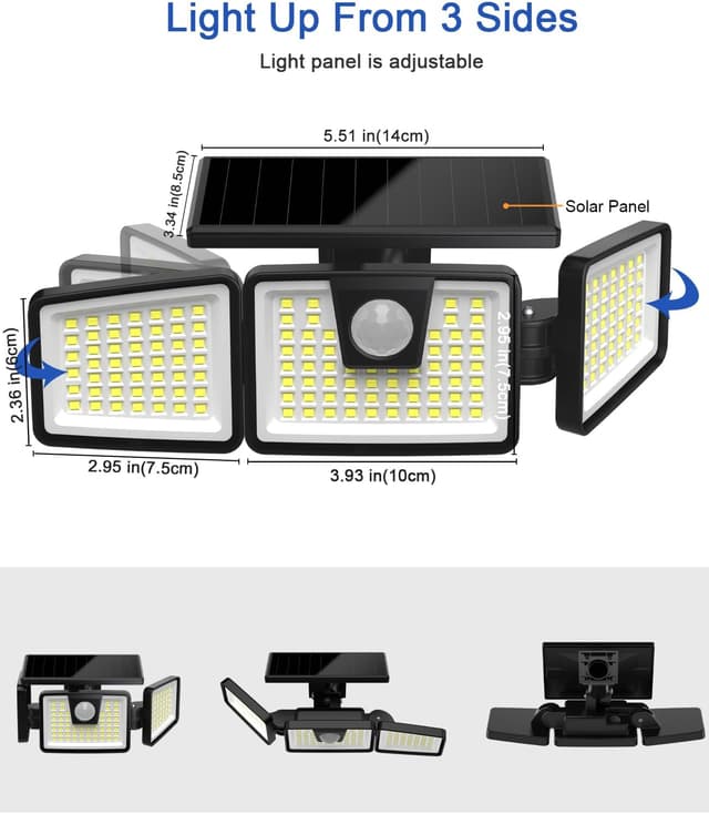 Thumbnail 6 de 156LED Solar Lights Outdoor 270° motion sensor