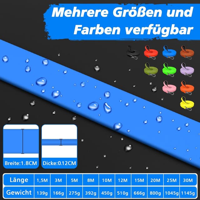 Detalle de X XBEN Wasserfeste Schleppleine für Hunde mit abschließbarem Karabiner (3–30 m), Neon Blau