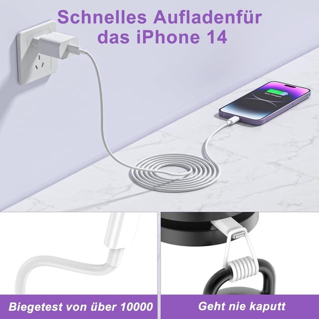 Thumbnail 6 de 2Pack USB C Ladegerät mit 2M Kabel für iPhone