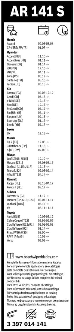 Thumbnail 2 de Bosch AR141S Aerotwin Wiper Blade Set 650mm/400mm