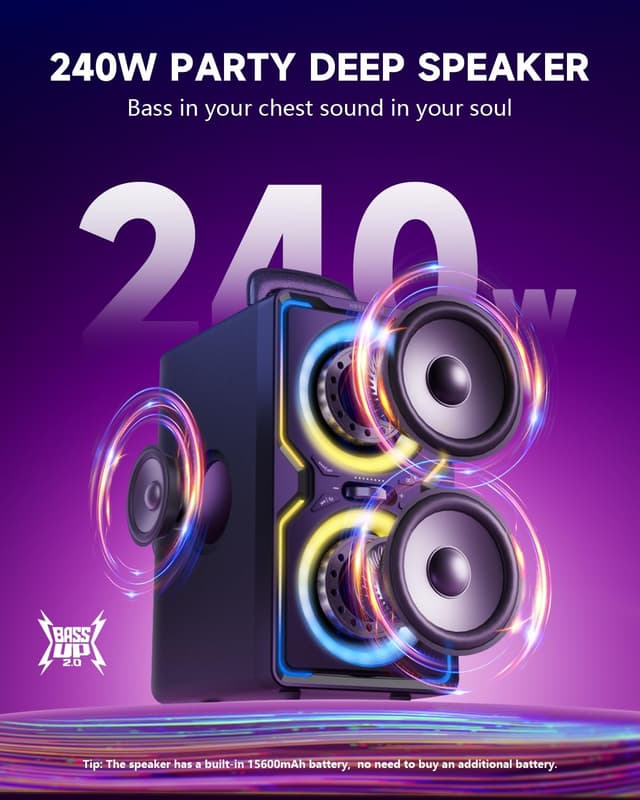 Thumbnail 1 de Hotlemon Large Bluetooth Speaker 240W Peak ๐ข