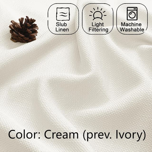 Thumbnail 6 de Chyhomenyc Light Filtering Curtains, Faux Linen Textured 84" Length (2 Panels)