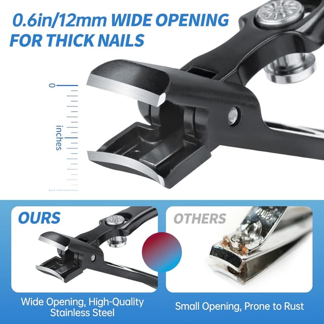 Detalle de NiHome Heavy Duty Nail Clippers for Thick, Hard Toenails (Set of 2) with Wide 16mm Opening