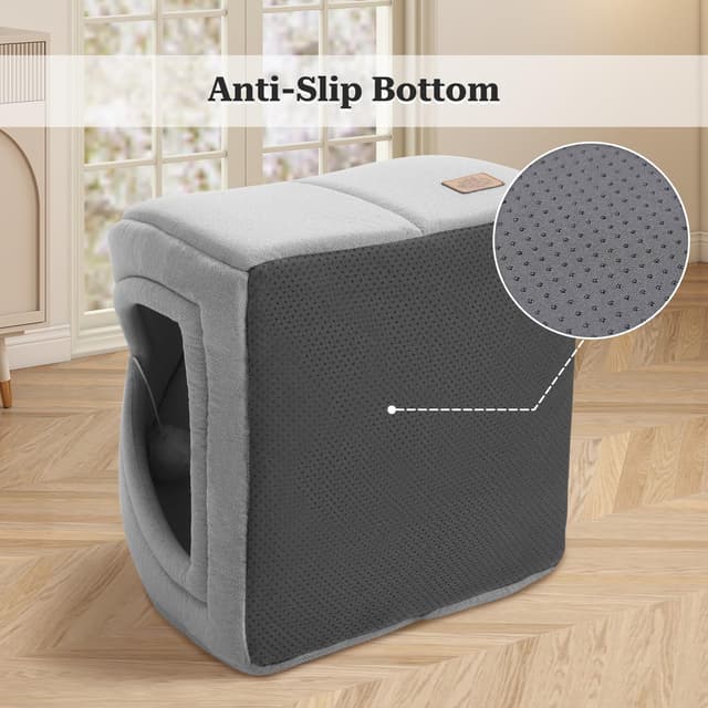 Detalle de PAWZ Road Katzenhöhle mit waschbaren Kissen (Grau), 40 x 40 x 40 cm – gemütliches Katzenzelt & Hunde-Kleintierhaus