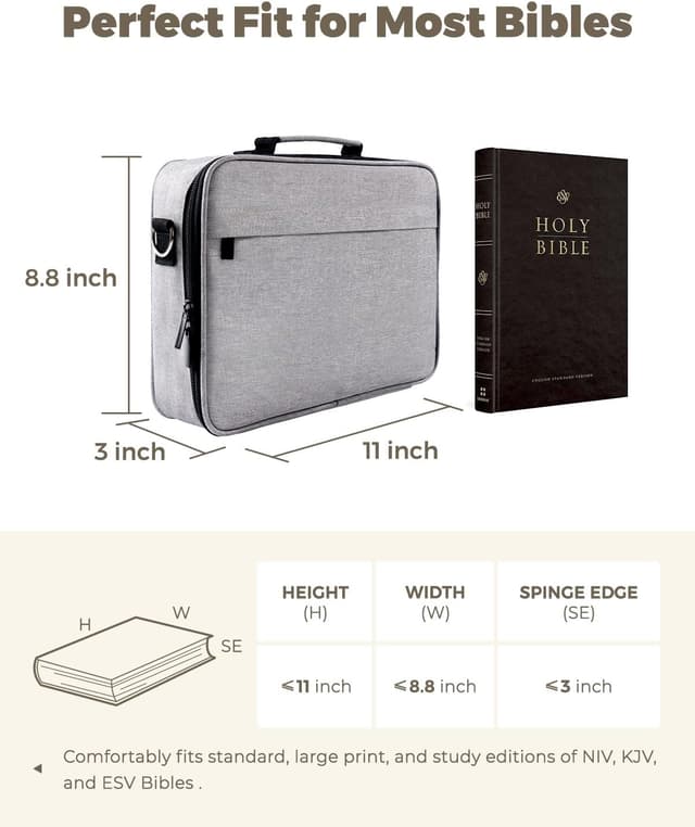 Detalle 2 de WEMATE Bibelhülle Bibeltasche Grau 28,9 cm