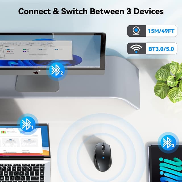 Detalle 2 de TECKNET Wireless Bluetooth Mouse 4800 DPI 🖱