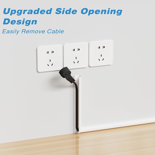 Detalle de 1m White Self-Adhesive Mini Cable Trunking Kit (No Tools Needed) for 1 Cord