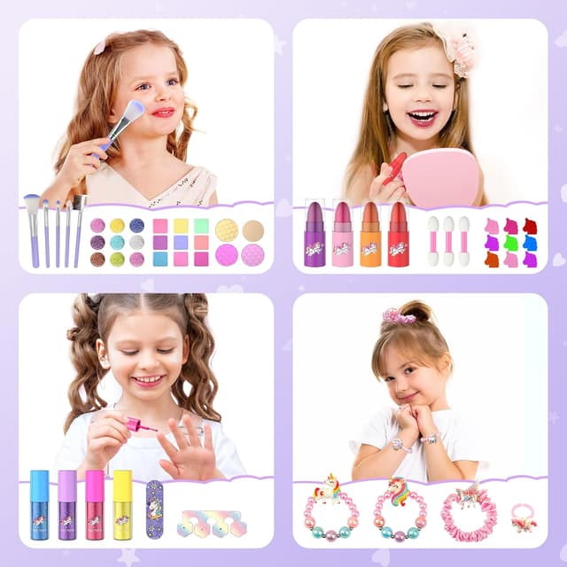 Detalle 2 de PERRYHOME Kids Makeup Set for Girls (63-Piece) — Washable, Non-Toxic Play Makeup & Unicorn Accessories