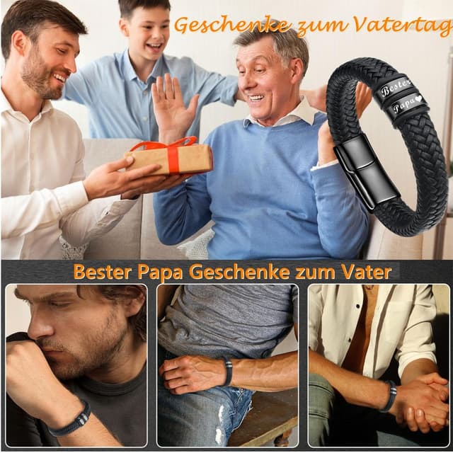 Thumbnail 4 de Gkmamrg Vatertagsgeschenk Papa Lederarmband