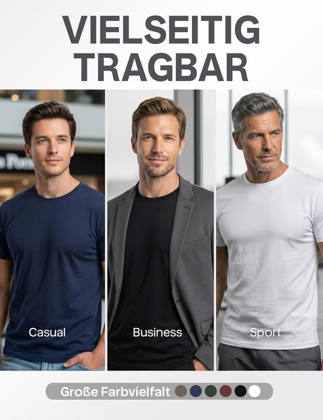 Thumbnail 4 de Lower East Basic Rundhals T-Shirts 3er Pack